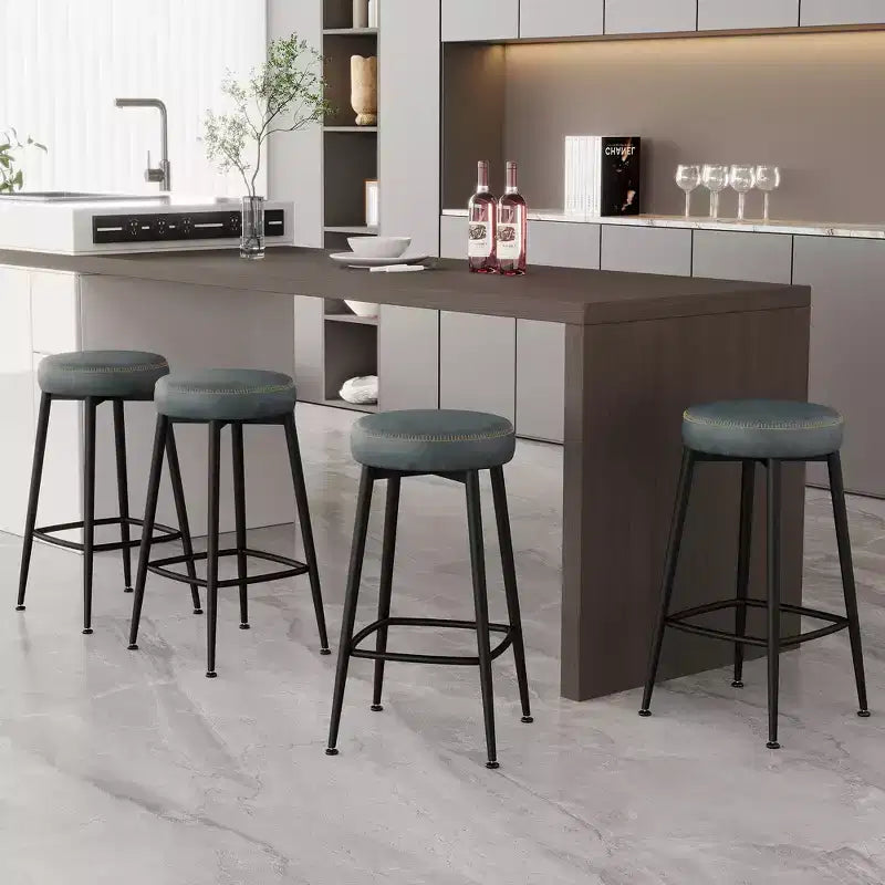 Dyonery Set di 2 Sgabelli da Bar, Altezza 67 cm, Moderni Girevoli di Metà Secolo con Schienale, Base in Metallo, Ecopelle - Verde