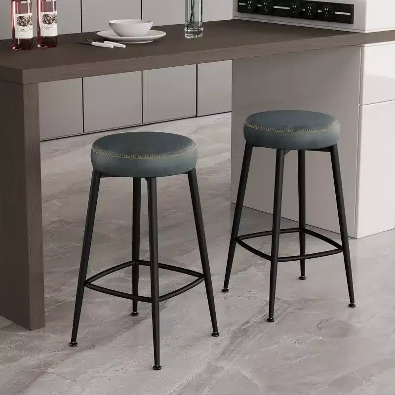Dyonery Set di 2 Sgabelli da Bar, Altezza 67 cm, Moderni Girevoli di Metà Secolo con Schienale, Base in Metallo, Ecopelle - Verde