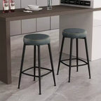 Dyonery Set di 2 Sgabelli da Bar, Altezza 67 cm, Moderni Girevoli di Metà Secolo con Schienale, Base in Metallo, Ecopelle - Verde