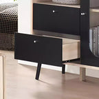 Kings Brand Furniture Nathan Set Soggiorno 3 Pezzi con Credenza, Tavolino da Caffè e Tavolino Laterale, Contenitore Moderno, Finitura Rovere/Nero