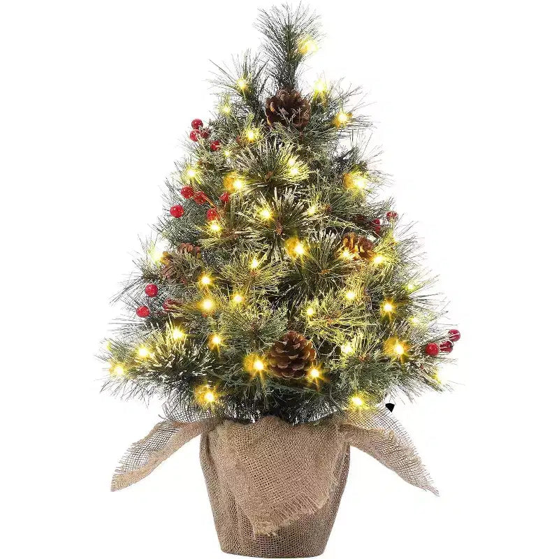 Albero da tavolo floccato Acekool da 90 cm: atmosfera stagionale istantanea con illuminazione wireless