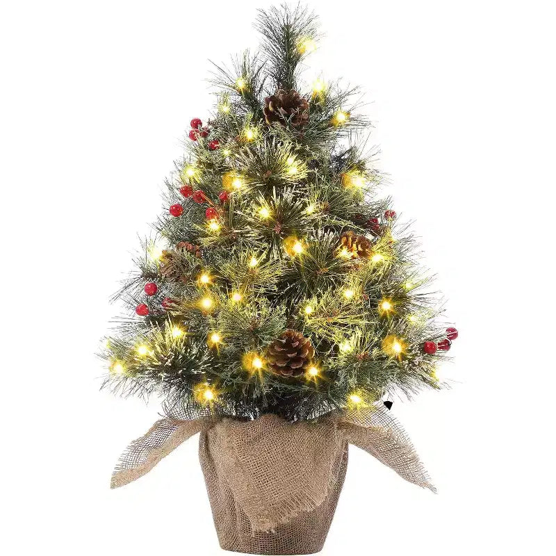 Albero da tavolo floccato Acekool da 90 cm: atmosfera stagionale istantanea con illuminazione wireless