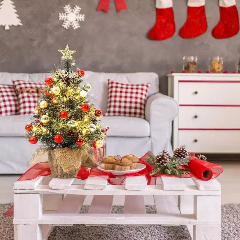 Albero da tavolo floccato Acekool da 90 cm: atmosfera stagionale istantanea con illuminazione wireless