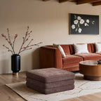 Meridian Furniture, Pouf Modulare Modulare Rivestito in Tessuto Chenille Stellar
