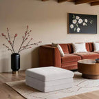Meridian Furniture, Pouf Modulare Modulare Rivestito in Tessuto Chenille Stellar