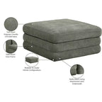 Meridian Furniture, Pouf Modulare Modulare Rivestito in Tessuto Chenille Stellar