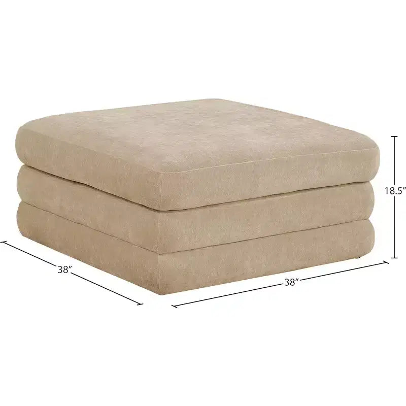 Meridian Furniture, Pouf Modulare Modulare Rivestito in Tessuto Chenille Stellar