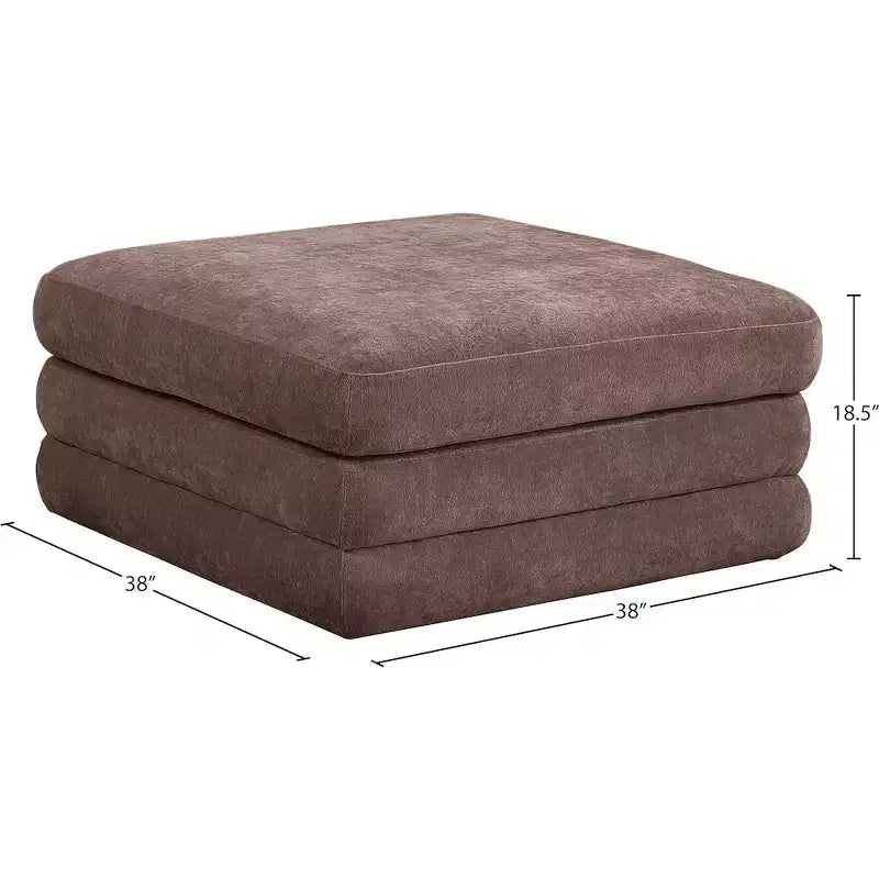 Meridian Furniture, Pouf Modulare Modulare Rivestito in Tessuto Chenille Stellar