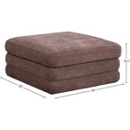 Meridian Furniture, Pouf Modulare Modulare Rivestito in Tessuto Chenille Stellar
