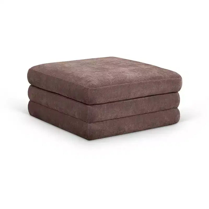 Meridian Furniture, Pouf Modulare Modulare Rivestito in Tessuto Chenille Stellar