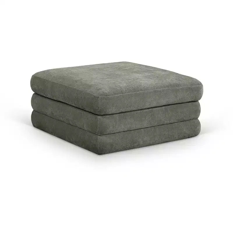 Meridian Furniture, Pouf Modulare Modulare Rivestito in Tessuto Chenille Stellar