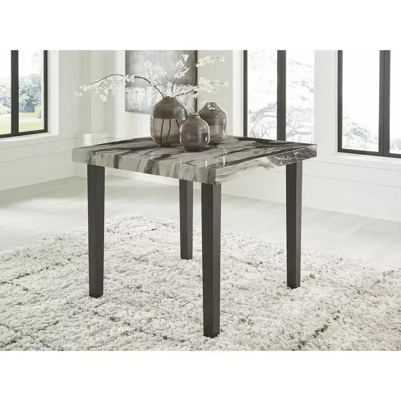 Tavolo da pranzo quadrato ad altezza bancone Signature Design by Ashley Zendalia - piano effetto marmo scuro e beige, 4 posti