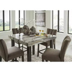 Tavolo da pranzo quadrato ad altezza bancone Signature Design by Ashley Zendalia - piano effetto marmo scuro e beige, 4 posti