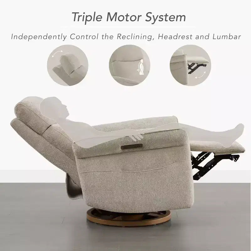 Poltrona reclinabile girevole elettrica triplo-motore Spruce & Spring per cameretta