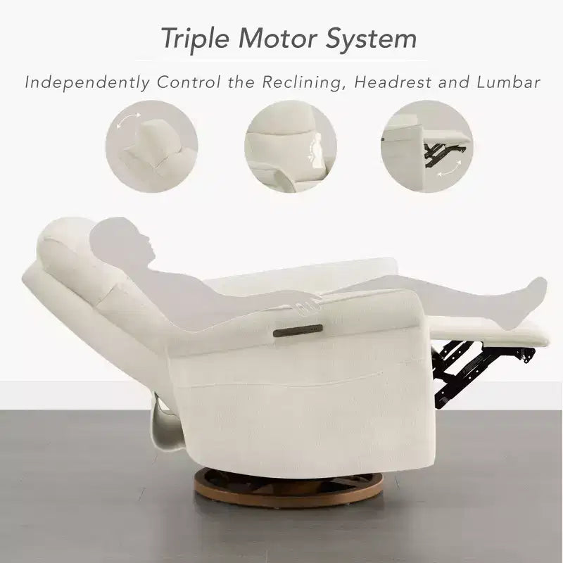 Poltrona reclinabile girevole elettrica triplo-motore Spruce & Spring per cameretta
