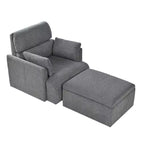 Poltrona oversize CLIHOME con pouf contenitore, poltrona accentata ampia, poltrona da lettura imbottita in stile Mid-Century, divano con seduta profonda