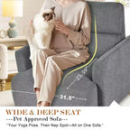 Poltrona oversize CLIHOME con pouf contenitore, poltrona accentata ampia, poltrona da lettura imbottita in stile Mid-Century, divano con seduta profonda