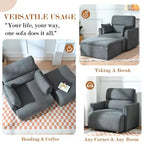 Poltrona oversize CLIHOME con pouf contenitore, poltrona accentata ampia, poltrona da lettura imbottita in stile Mid-Century, divano con seduta profonda