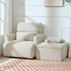 Poltrona oversize CLIHOME con pouf contenitore, poltrona accentata ampia, poltrona da lettura imbottita in stile Mid-Century, divano con seduta profonda