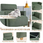 Poltrona oversize CLIHOME con pouf contenitore, poltrona accentata ampia, poltrona da lettura imbottita in stile Mid-Century, divano con seduta profonda