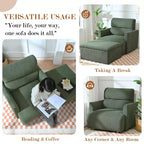 Poltrona oversize CLIHOME con pouf contenitore, poltrona accentata ampia, poltrona da lettura imbottita in stile Mid-Century, divano con seduta profonda