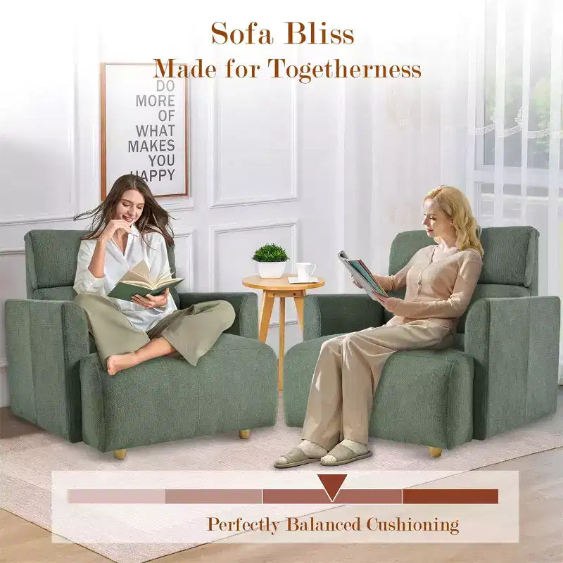 Poltrona oversize CLIHOME con pouf contenitore, poltrona accentata ampia, poltrona da lettura imbottita in stile Mid-Century, divano con seduta profonda
