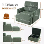 Poltrona oversize CLIHOME con pouf contenitore, poltrona accentata ampia, poltrona da lettura imbottita in stile Mid-Century, divano con seduta profonda