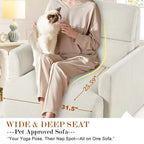 Poltrona oversize CLIHOME con pouf contenitore, poltrona accentata ampia, poltrona da lettura imbottita in stile Mid-Century, divano con seduta profonda