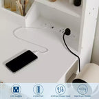 Toeletta da Trucco con Specchio, Grande Comò da 37W con Cassetti e Sgabello, Tavolo da Trucco Moderno per Camera da Letto con Spazi Ristretti