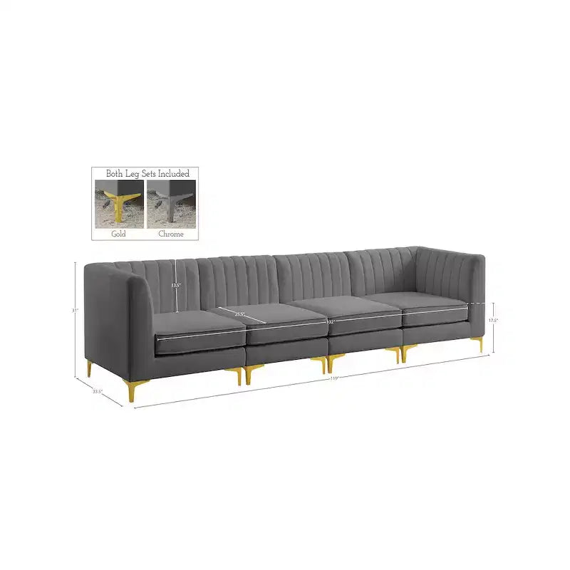 Meridian Furniture, divano componibile Alina in velluto