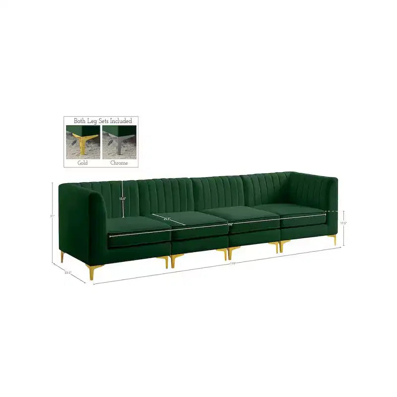 Meridian Furniture, divano componibile Alina in velluto