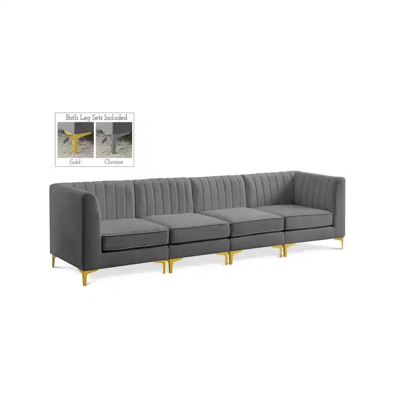 Meridian Furniture, divano componibile Alina in velluto