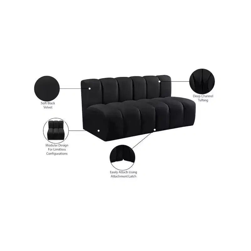 Meridian Furniture, divano modulare in velluto Arc