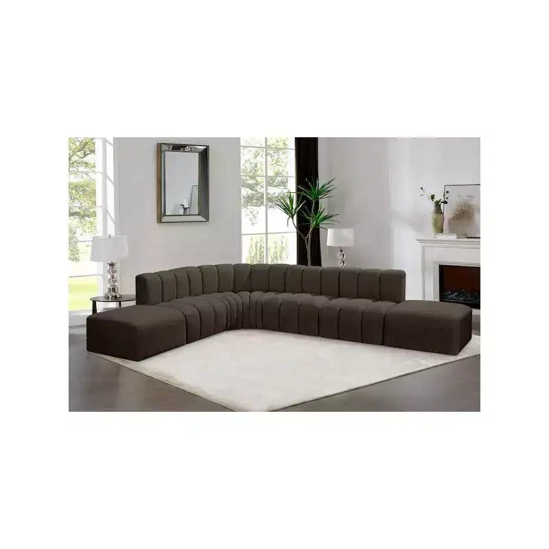 Divano componibile Meridian Furniture Arc in tessuto bouclé marrone