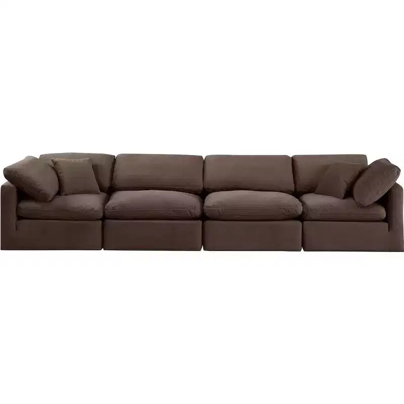 Meridian Furniture, Divano Modulare Indulge in Velluto Marrone