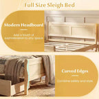 Struttura Letto a Una Piazza Costway con 2 Cassetti Contenitore, Base Letto in Legno con Testiera Beige/Bianco