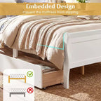 Struttura Letto a Una Piazza Costway con 2 Cassetti Contenitore, Base Letto in Legno con Testiera Beige/Bianco