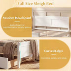 Struttura Letto a Una Piazza Costway con 2 Cassetti Contenitore, Base Letto in Legno con Testiera Beige/Bianco