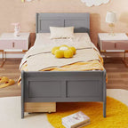 Struttura Letto a Una Piazza Costway con 2 Cassetti Contenitore, Base Letto in Legno con Testiera Beige/Bianco