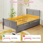 Struttura Letto a Una Piazza Costway con 2 Cassetti Contenitore, Base Letto in Legno con Testiera Beige/Bianco