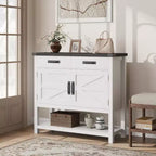 Tavolo da ingresso stile rustico con armadietto a 2 ante e 2 cassetti, consolle in legno con vano contenitore, mobile bar, credenza a buffet per la casa
