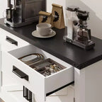 Tavolo da ingresso stile rustico con armadietto a 2 ante e 2 cassetti, consolle in legno con vano contenitore, mobile bar, credenza a buffet per la casa