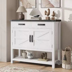 Tavolo da ingresso stile rustico con armadietto a 2 ante e 2 cassetti, consolle in legno con vano contenitore, mobile bar, credenza a buffet per la casa