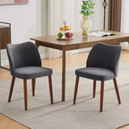 Set di Sedie da Pranzo in Lino, Sedie da Cucina Imbottite in Tessuto con Gambe in Legno, Schienale a Bobina, Cuscini Spessi, Piedini Livellanti. per Sala da Pranzo, Salotto