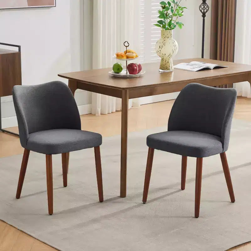 Set di Sedie da Pranzo in Lino, Sedie da Cucina Imbottite in Tessuto con Gambe in Legno, Schienale a Bobina, Cuscini Spessi, Piedini Livellanti. per Sala da Pranzo, Salotto