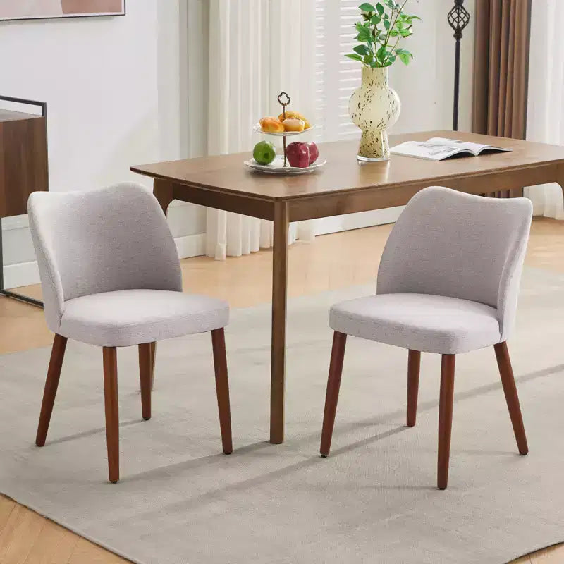 Set di Sedie da Pranzo in Lino, Sedie da Cucina Imbottite in Tessuto con Gambe in Legno, Schienale a Bobina, Cuscini Spessi, Piedini Livellanti. per Sala da Pranzo, Salotto
