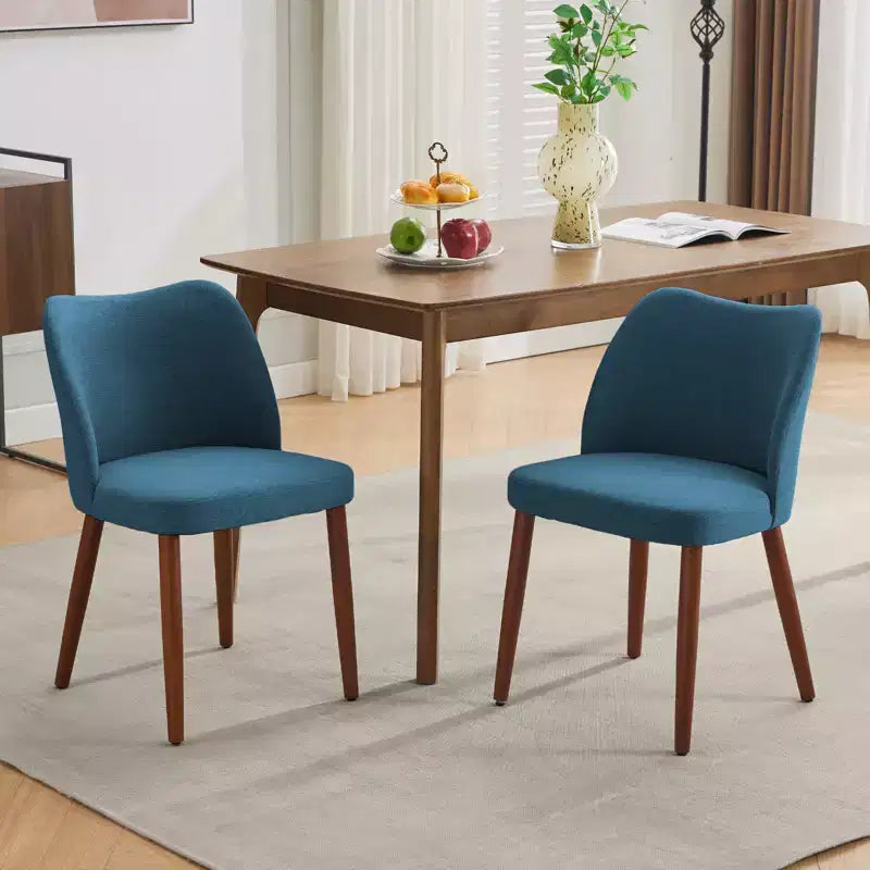Set di Sedie da Pranzo in Lino, Sedie da Cucina Imbottite in Tessuto con Gambe in Legno, Schienale a Bobina, Cuscini Spessi, Piedini Livellanti. per Sala da Pranzo, Salotto