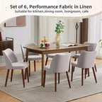 Set di Sedie da Pranzo in Lino, Sedie da Cucina Imbottite in Tessuto con Gambe in Legno, Schienale a Bobina, Cuscini Spessi, Piedini Livellanti. per Sala da Pranzo, Salotto