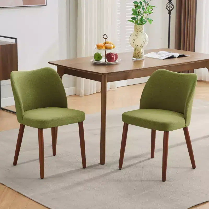 Set di Sedie da Pranzo in Lino, Sedie da Cucina Imbottite in Tessuto con Gambe in Legno, Schienale a Bobina, Cuscini Spessi, Piedini Livellanti. per Sala da Pranzo, Salotto