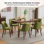 Set di Sedie da Pranzo in Lino, Sedie da Cucina Imbottite in Tessuto con Gambe in Legno, Schienale a Bobina, Cuscini Spessi, Piedini Livellanti. per Sala da Pranzo, Salotto